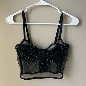 Sheer Bedazzled Corset-Style Top
